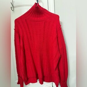 Red Turtleneck Women Sweater